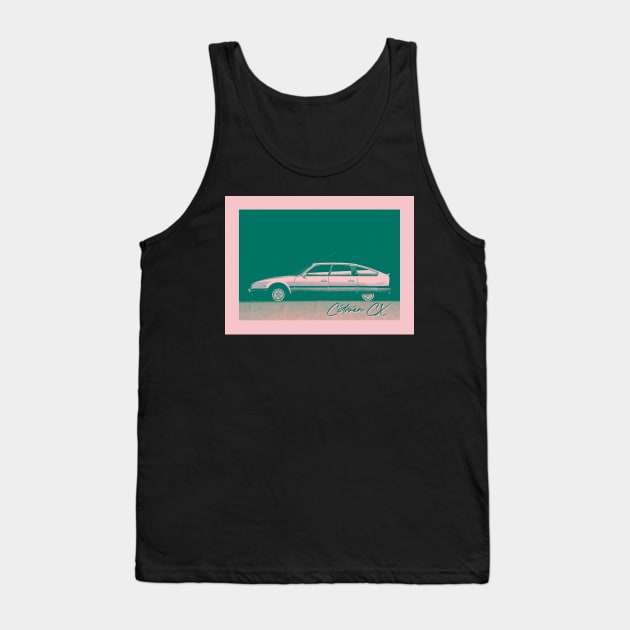 Citroën CX ------ Retro Style Duotone Aesthetic Car Art Tank Top by unknown_pleasures